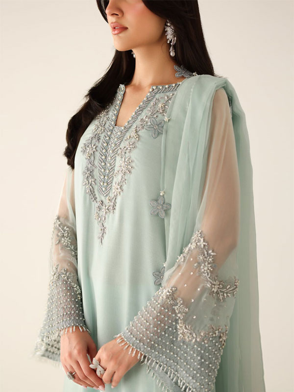 Luxury Chiffon Heavy Embroidered Dress With 4-Sided Embroidered Chiffon Dupatta (Unstitched) (ST541) - Image 2