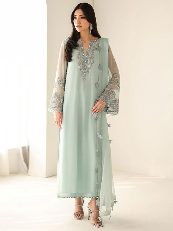 Luxury Chiffon Heavy Embroidered Dress With 4-Sided Embroidered Chiffon Dupatta (Unstitched) (ST541)