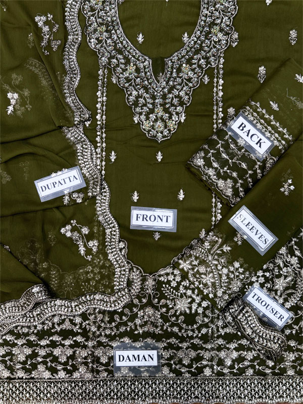 Heavy Embroidered Chiffon Party Wear Dress with Embroidered Chiffon Dupatta (Unstitched) (ST551) - Image 2