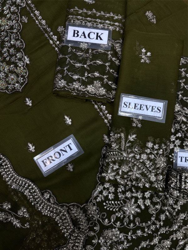 Heavy Embroidered Chiffon Party Wear Dress with Embroidered Chiffon Dupatta (Unstitched) (ST551) - Image 3