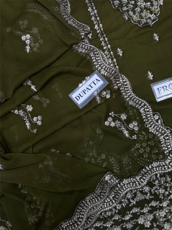 Heavy Embroidered Chiffon Party Wear Dress with Embroidered Chiffon Dupatta (Unstitched) (ST551) - Image 4