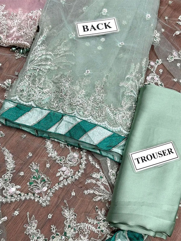 Glamorous Handwork Embroidered Net Bridal Lehenga Dress with Embroidered Net Dupatta – Unstitched (ST555) - Image 4