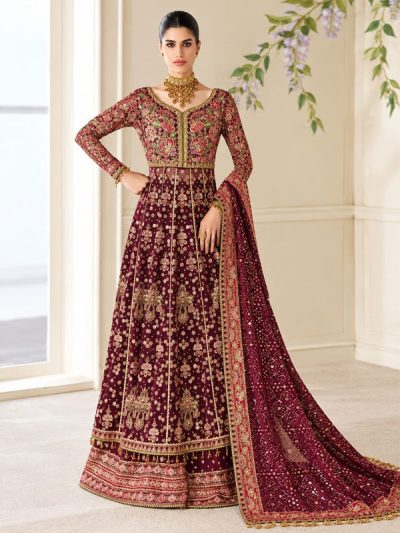 Baroque Chiffon Sequin Embroidered Maxi Dress with 4-Sided Embroidered Chiffon Dupatta (Unstitched) (ST548)