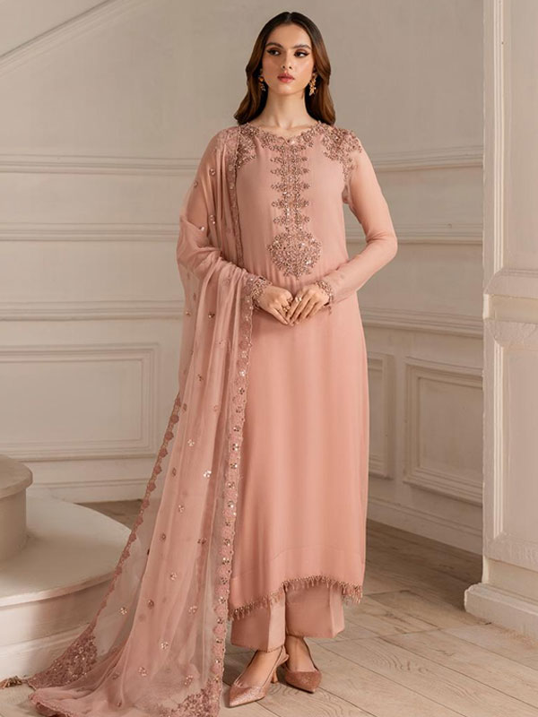 Elegant Chiffon Embroidered Dress with Dupatta – Unstitched Party Wear Suit (ST542)